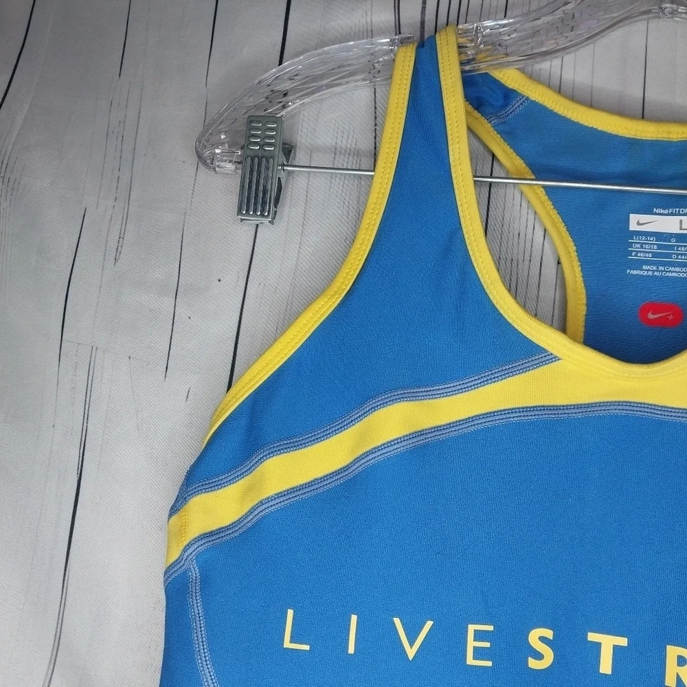 Nike Fit Dry Blue and Yellow LIVESTRONG Racerback Athletic Tank Top